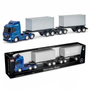 Imagem de Brinquedo Caminhão Carreta Dupla Mercedes-Benz Actros Rodotrem Contain