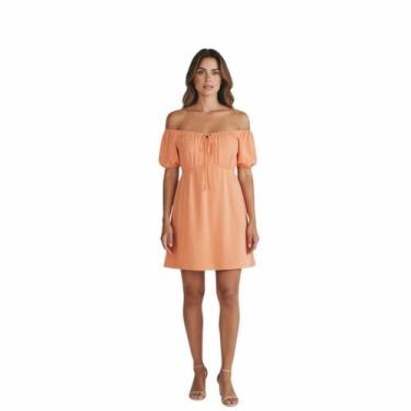 Imagem de Vestido Viscose Decote V Com Bojo Manga Látex - IDHOK, G, Rosa chiclet