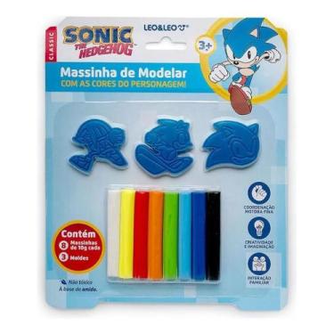 Imagem de Massinha de modelar sonic 80g 8 und + 3 moldes - leoeleo