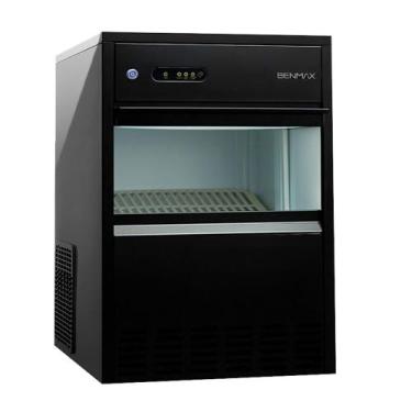 Imagem de Máquina de Gelo Benmax 26kg Super Ice Inox Preto com Luz UV e Sistema 