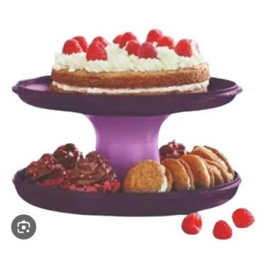 Imagem de Suporte para bolos, fruteira, petisqueira roxa da tupperware