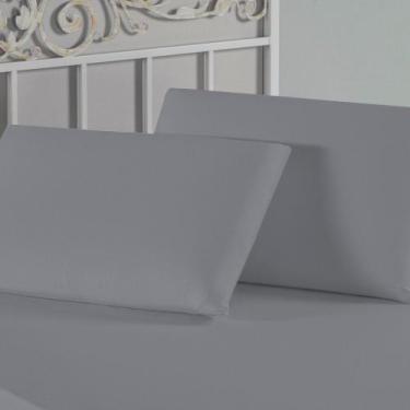 Imagem de Fronha Nobre 1 Peça 50cm x 70cm Malha 100% Algodão - Cinza - ENXOVAIS 