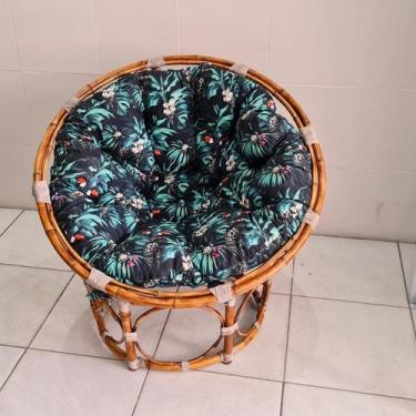 Imagem de Poltrona Decorativa Moderna de Bambu Tecido Impermeável Vime Área Pisc