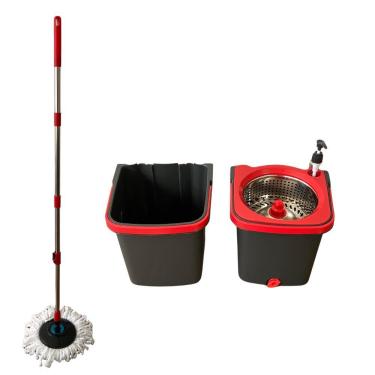 Imagem de Mop Giratório Duo 360 graus  com Balde Duplo e Centrífuga em Aço Inox 14L para Pisos Inox Powermaid