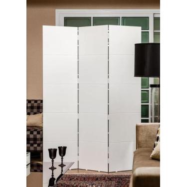 Imagem de Biombo Frisado 3 Painéis MDF 180x135cm Branco - CASABLANCA