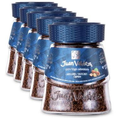 Imagem de Café Solúvel Juan Valdez Sabor Avelã Kit 5 Potes de 95g