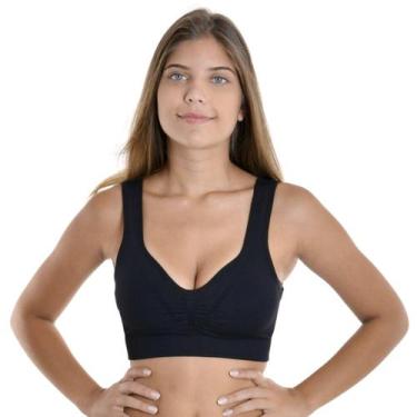 Imagem de Top feminino basic com bojo removivel lupo, P, Preto