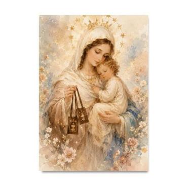 Imagem de Placa Decorativa Nossa Senhora do Carmo em Aquarela 15x21cm - Quadro D