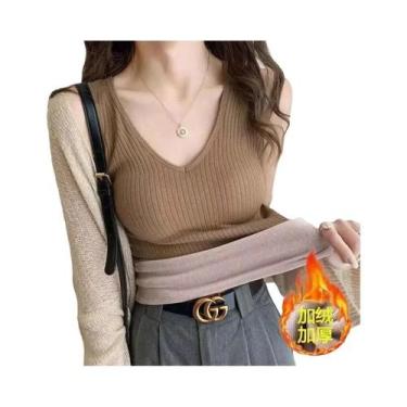 Imagem de Colete Térmico De Inverno Para Mulheres, V-neck, Sem Costura, Em Velud