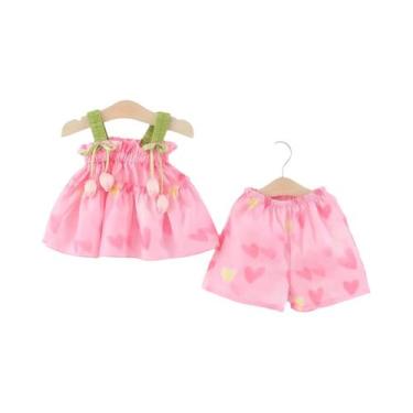 Imagem de Conjunto De Verão Para Meninas, Dois Peças, Camiseta E Shorts, Roupas 