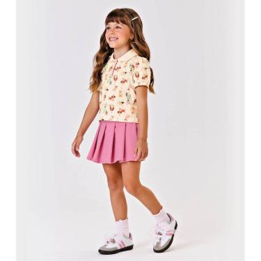 Imagem de Short Saia Infantil Com Pregas Tombadas Trick Nick Rosa