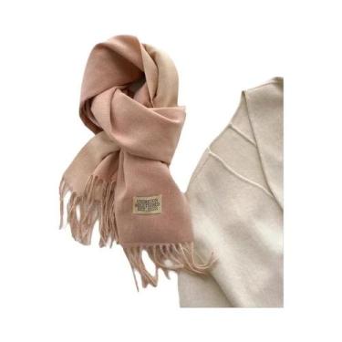 Imagem de Cachecol De Cashmere Dupla Face Quente Com Franjas Em Diferentes Cores