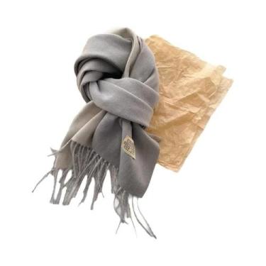 Imagem de Cachecol De Cashmere Dupla Face Quente Com Franjas Em Diferentes Cores