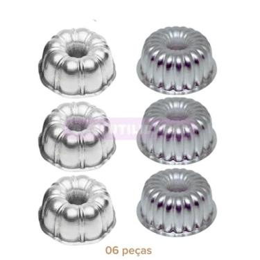 Imagem de Kit 6 Mini Formas Suíça Decorada Nº1 e Nº2 9x4cm Alumínio Caparroz Faç