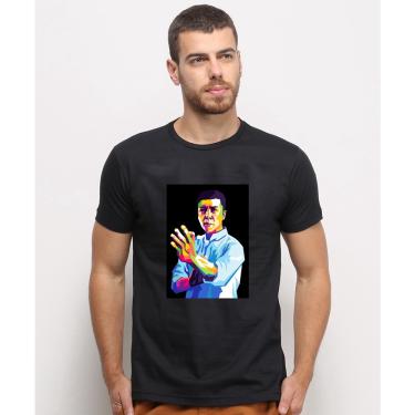 Imagem de Camiseta masculina Preta algodao Yip Man Mestre de Bruce Lee Arte