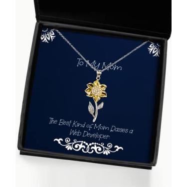 Imagem de Presentes de sarcasmo Mom, The Best Kind of Mom Raises a Web Developer, colar com pingente de girassol útil para mãe da filha