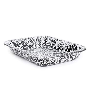 Imagem de Torradeira aberta pequena da Enamelware, 29,2 x 23,5 cm, respingos preto/branco (individual)