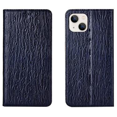 Imagem de LAHappyL Capa carteira para iPhone 13 Pro Max/13 Pro/13/13 Mini capa de couro legítimo com suporte para cartão e fecho magnético, capa protetora à prova de choque, azul, 13 de 6,1 polegadas