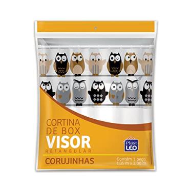 Imagem de PlastLeo Cortina para Box Visor Corujinhas (1,35x2,00m) | Plast Leo (Ref.: 620-H), Bege com Visor Estampado - Corujinha
