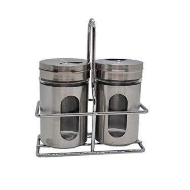 Imagem de Porta Condimento/Tempero De Vidro Com Suporte Em Aço Inox