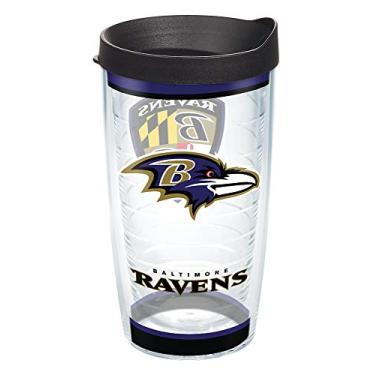 Imagem de Tervis Feito nos EUA com paredes duplas NFL Baltimore Ravens copo isolado mantém as bebidas frias e quentes, 473 g, tradição