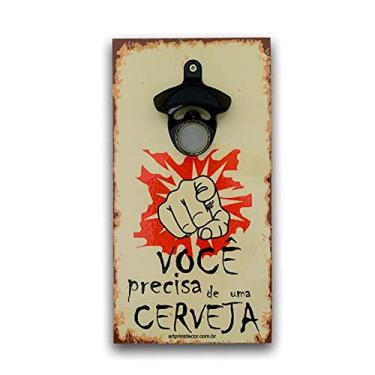 Imagem de Abridor De Garrafas Parede Cerveja Mdf Com Imã 25x13 Cm