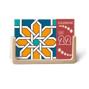 Imagem de Planejador de calendário de mesa com geometria floral estilo Marrocos 2022 12 meses