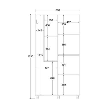 Imagem de Armário Multiuso Ditália 2 Portas com Rodízios AR-70 Preto