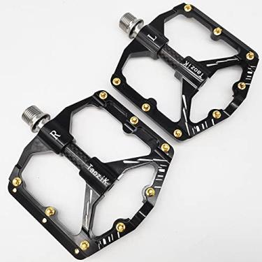 Imagem de Pedal de eixo de titânio com três peilins, pedal de fibra de carbono, antiderrapante, de liga de alumínio, eixo de titânio, 3 rolamentos para bicicleta de montanha, bicicleta de estrada (preto)