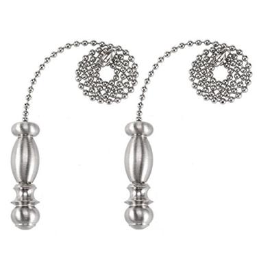 Imagem de Pingente de níquel escovado Uxcell de corrente de puxar 12 polegadas ventilador de teto de iluminação decorativo pacote com 2