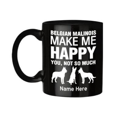 Imagem de Caneca Malinois belga personalizada - Malinois belga Make Me Happy , copo de café belga Malinois, presentes belga Malinois, ideia de de Natal, caneca belga Malinois com nome personalizado
