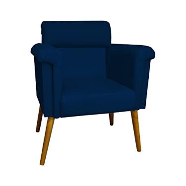 Imagem de Poltrona Decorativa Elisa Pés Palito Suede Azul Marinho - DS Estofados