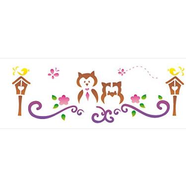 Imagem de Stencil de Acetato para Pintura OPA 10 x 30 cm - 1206 Corujas no Jardim