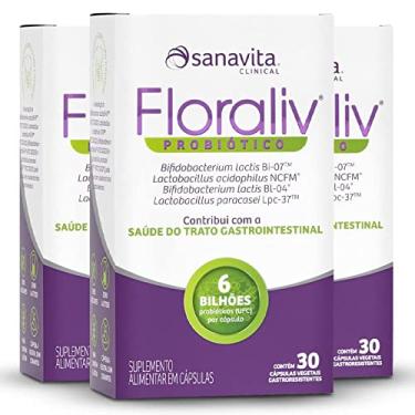 Imagem de Kit 3 Floraliv Probiótico Sanavita 30 cápsulas vegetais