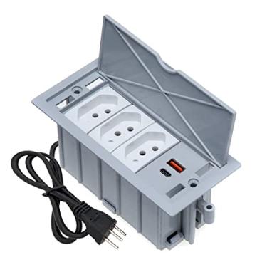 Imagem de Kit Caixas De Tomadas 4 Blocos Basculante 3 Tomadas 20A 2USB