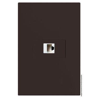 Imagem de Cj Rj45 Cat6  Internet  Hor. 4X2 - Recta Chocolate Fosco