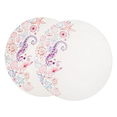 Imagem de Kit Mesa Posta Sousplat 4 Lugares 12 Pçs Micropecal 200 Fios Fundo do Mar (Capa+Guardanapo+Abraçadeira)