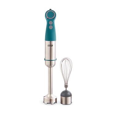Imagem de Dash Liquidificador manual de imersão série Chef, liquidificador de 5 velocidades com lâminas de aço inoxidável, acessório de batedor e guia de receitas - azul-petróleo