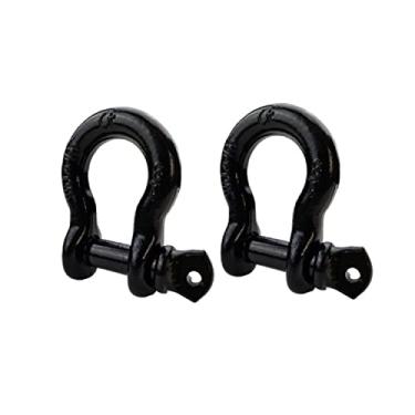 Imagem de ESKEAR Manilhas de anel D de 1,9 cm de aço forjado resistente com inquebrável 28,5 toneladas (25,9 kg) máximo com parafuso de arco de pino de 7/8", aplicável para jipes, caminhões para uso com recuperação, reboque (preto)