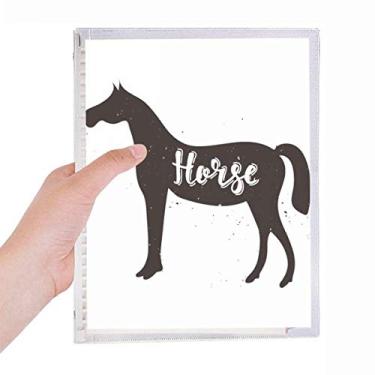 Imagem de Caderno de animal preto e branco com estampa de cavalo e folhas soltas recarregáveis