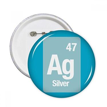 Imagem de Ag Silver Chemical Element Science Alfinetes redondos crachá botão decoração acessório 5 peças