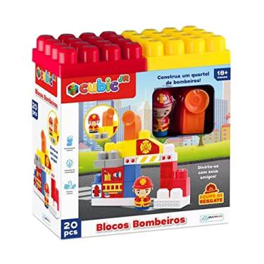 Imagem de Brinquedo de Montar Cubic Jr Blocos Bombeiros 20 Pe�as - Br1391