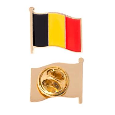 Imagem de Broche de lapela belga esmalte country belga feito de metal chapéu de lembrança masculino feminino patriótico (pino de lapela com bandeira ondulada), Waving Flag Lapel Pin, Metal, Sem pedras preciosas