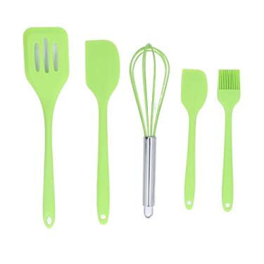 Imagem de Conjunto de utensílios de cozinha, conjunto de utensílios de cozinha de silicone resistente ao calor, kit de utensílios de cozinha de silicone resistente ao calor 5 peças (verde)