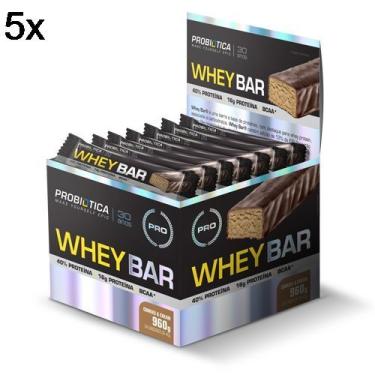 Imagem de Kit 5 Whey Bar High Protein - 24 Unidades 40g Cookies & Cream - Probiótica