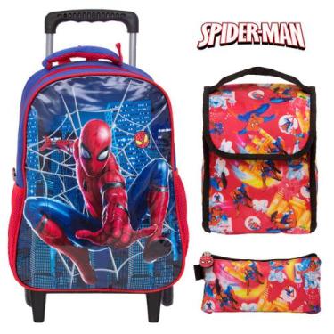 Imagem de Mochila Menino Escolar Juvenil Homem Aranha Herói Rodinha - Toys 2U