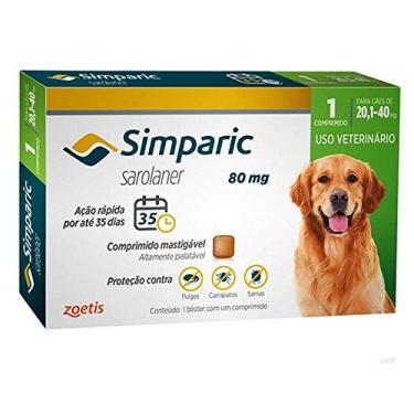 Imagem de Antipulgas Zoetis Simparic 80mg para Cães de 20,1 a 40kg - 1 comprimido