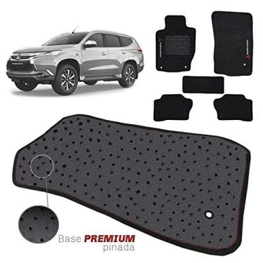 Imagem de Jogo de Tapete Carpete Pinado Compatível Com Pajero Sport 2019 20 Impermeável Lavável Logo Bordado 5 Peças