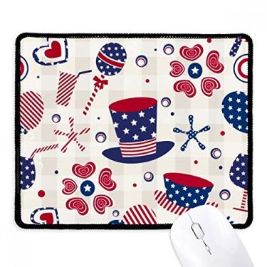 Imagem de USA Hat Drink Love Heart Firework Festival Mousepad Tapete de borracha para jogos