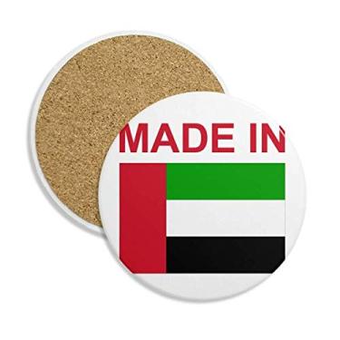 Imagem de Porta-copos de cerâmica Made In Arab Emirates Country Love porta-copos com pedra absorvente para bebidas presente 2 peças